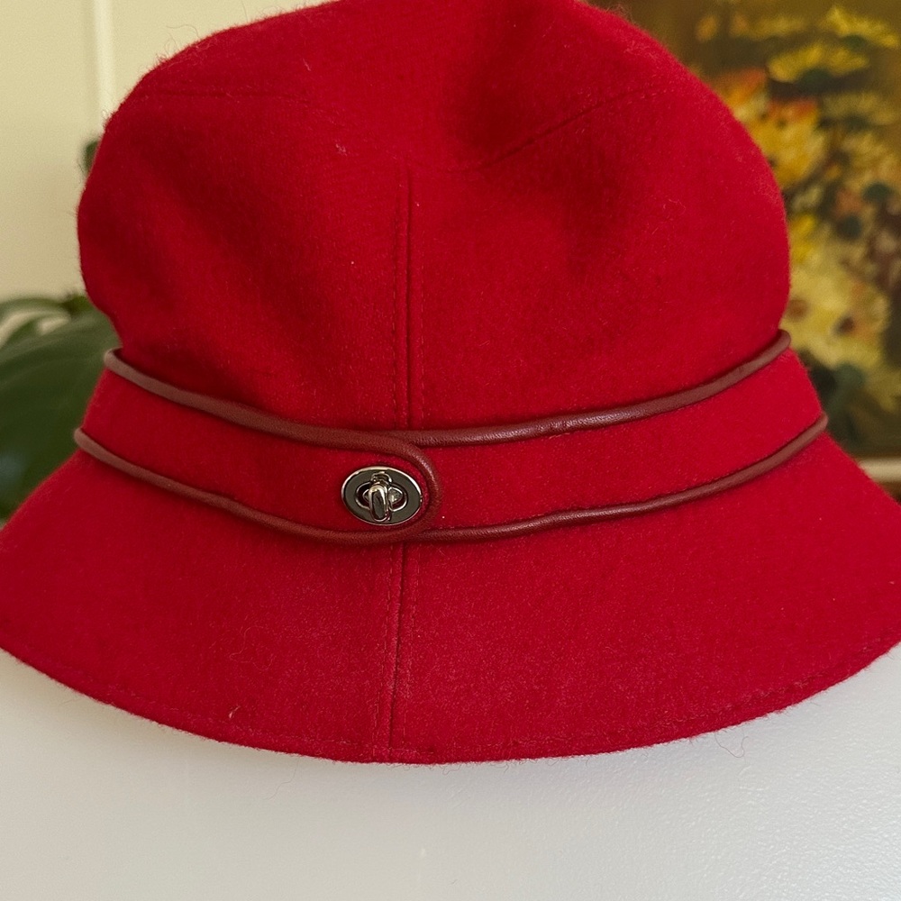 Coach Red Hat with Leather Accent